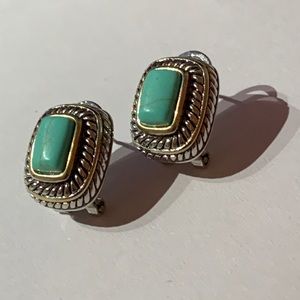 Turquoise and silver earrings.